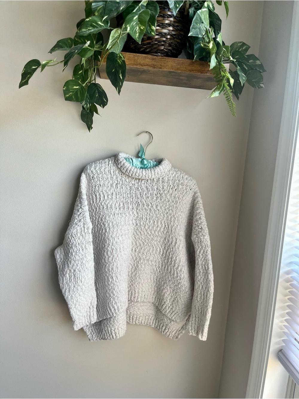 Altar'd State Cream Textured Crewneck Sweater